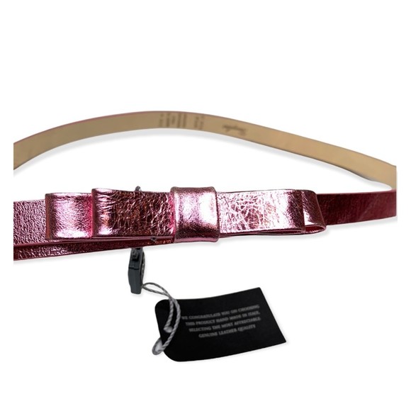 🛍️Womens Adjustable Fashion Belt Pink Metallic Bow Leather M 39-40 New - Picture 6 of 8